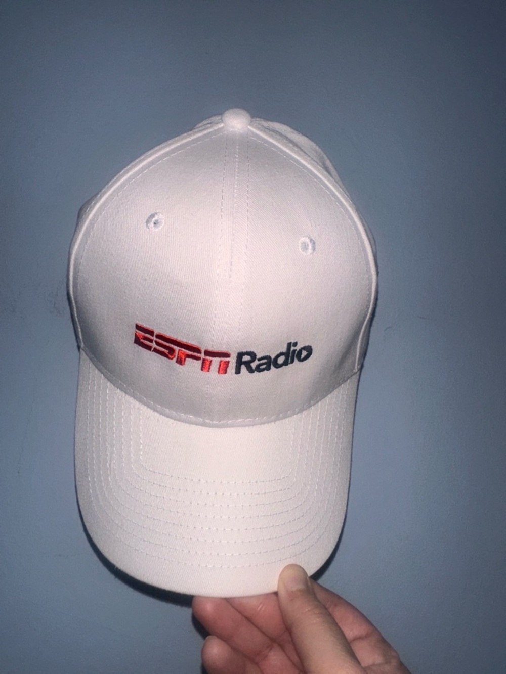 ESPN Radio Logo White Baseball Cap New  Without Tags Unisex One Size